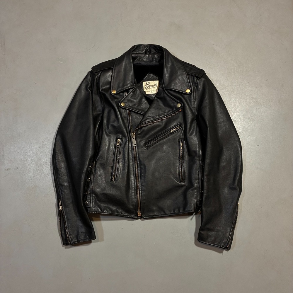 Vintage Berman's Women's Black Moto Jacket Sz 10 Faux Fur Lined 70s 80s Lace